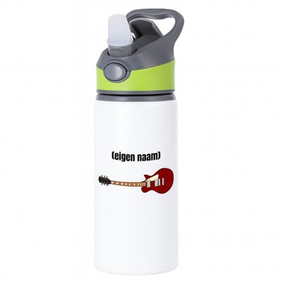 Hacebo® - rode elektrische gitaar met eigen naam waterfles met rietje groen - Gitaar - muziek liefhebbers - gitaristen - gitaar liefhebbers - verjaardag - cadeau - kado - water fles - 650ML