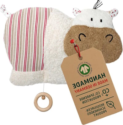 Muziekdoos Nijlpaard - Babyspeelgoed Knuffel - Baby Rustig Houden - 100% Biologisch Katoen - 32 cm - Wit