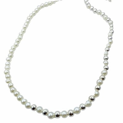 Parelketting- 8 mm- zilverkleur-Stretch 55 cm synthetische - Charme Bijoux