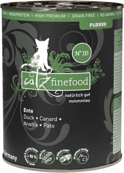 Monoproteïne Eend Natvoer voor Katten - Geschikt voor Allergieën, 70% Vlees, 6 x 400g