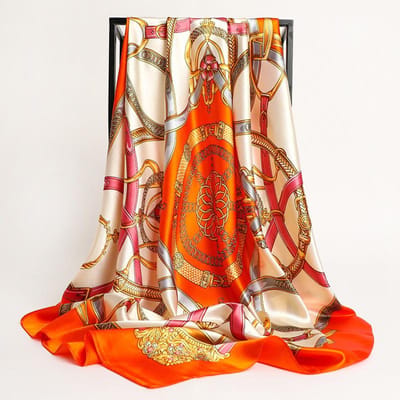 Zakdoeken HaarZijde Sjaal 90*90Cm Print Satijn Groot Vierkant Zijde Sjaals Sjaals Voor Vrouwen Luxe Designer Hijab Hoofdband beige