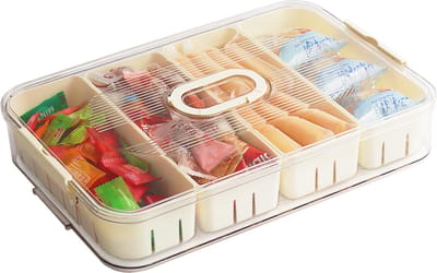 La'Moussawi ® Snackopslagdoos met Vier Vakken en Deksel voor Verse Bewaring van Voedsel