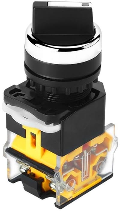 Allecto - Roterende Keuzeschakelaar - 3 Positie - Ronde Schakelaar voor Contactor Relais - Zwart - Resetschakelaar - Geschikt voor Elektronica - 22...