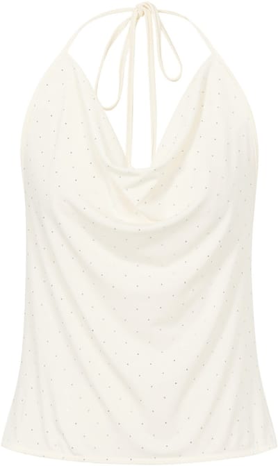 Modieuze Sunkissed Haltertop met Open Rug – Trendy Damestop met Neksluiting – Stijlvolle Mouwloze Top - Wit - M