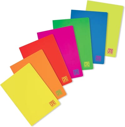 SnelShoppen - Notitieboek A4 set van 10 stuks, fluo kleuren, 80g papier, gelinieerd met rand, maxi-schriften voor school, 3e klas, ideaal voor kindere