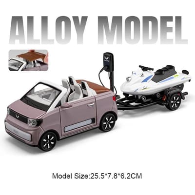 1:24 Legering Wuling Mini Ev Speelgoed Diecast Modellen Auto's Licht Muziek Miniatuur Model Pull-back Voertuig Voor Kinderen Decoratie Cadeaus