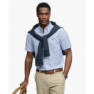 Superdry M4011006a Overhemd Met Korte Mouwen Blauw XL Man