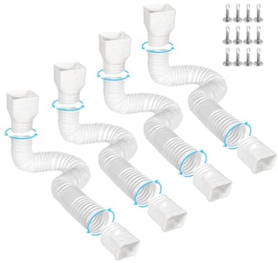 Flexibele goot downspout uitbreidingen - Uitschuifbaar van 21" tot 67" - 4 stuks met adapters
