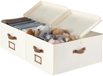 Unyqoos ® Extra Grote Opvouwbare Stoffen Opbergdozen Met Dubbel Deksel En Scheidingswand, Set Van Twee