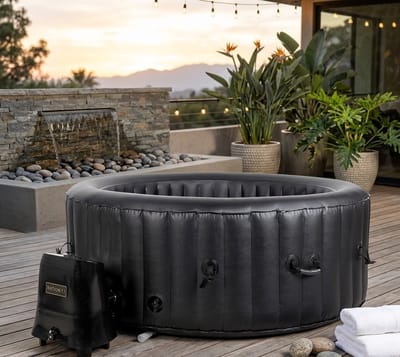 Luxe Opblaasbare Spa 180x180x65 cm – 4 Persoons Bubbelbad met 130 Jets & 800L Capaciteit – Zwart – Casa Dorada