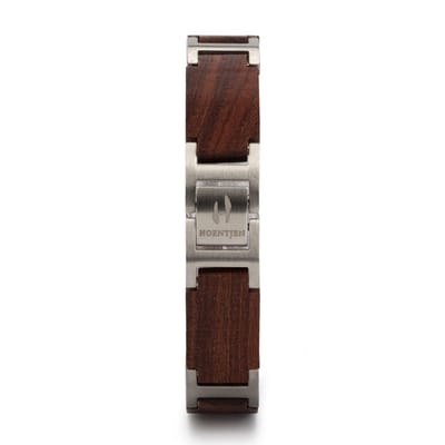 Hoentjen, houten armband - palissander RVS, 13mm (lange schakel)