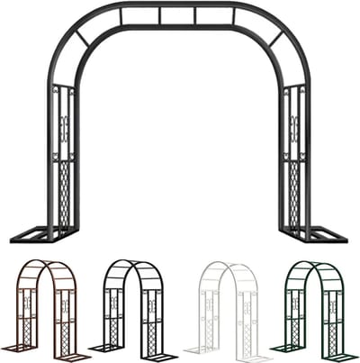 Rozenboog Metaal - Tuinboog Klimplantenrek - Decoratieve Tuinondersteuning - Stevig Weerbestendig Ontwerp - 180cm X 230cm - Zwart