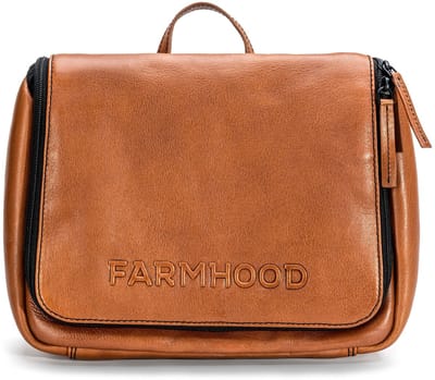 Farmhood Leren Toilettas Memphis Toiletry Bag Cognac Bruine