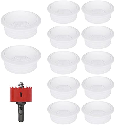 Kabeldoorvoer met Boor 60 mm, Geschikt voor Bureau en Tafel, Perfect voor Werkruimtes, Verpakking van 12 Stuks