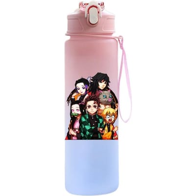 Bouteille d'eau de 750 ml avec dessin animé Demon Slayer, grande capacité, tasse à boire, portable, pour sports de plein air, cadeau pour enfants