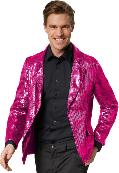 dressforfun - Paillettenjas heren pink XXL - verkleedkleding kostuum halloween verkleden feestkleding carnavalskleding carnaval feestkledij partykleding - 303955