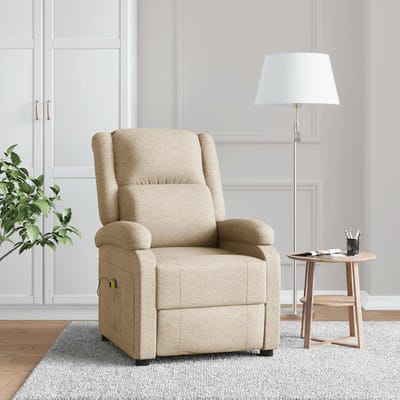 vidaXL Massagestoel stof crèmekleurig