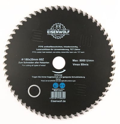 Cirkelzaagblad Hout - Zaagblad Metaal - Nauwkeurig Zagen - Geluidsreductie Antiaanbaklaag - 180 mm 60 Tanden - Zwart