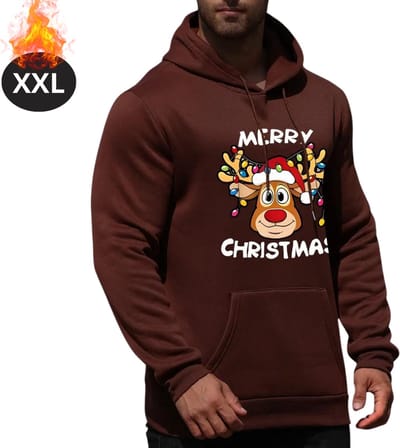 Bovista Kersttrui - Heren - Foute Kersttrui - Christmas Sweater - Cartoonprint - Kerst Sweater - Christmas Jumper - Hoodie - Koffie - XXL