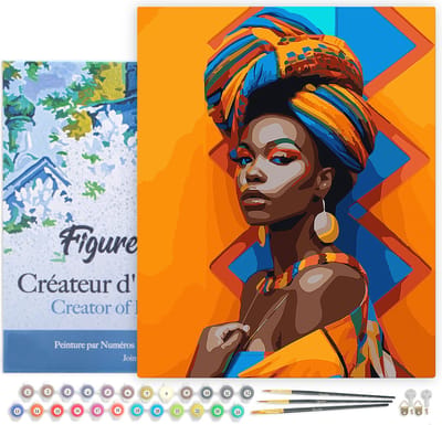 Figured'Art Schilderen op Nummer Volwassenen met lijst Traditioneel Afrikaans Meisje- Handwerk acrylverf Kit DIY Compleet - 40x50cm Canvas al ingelijst