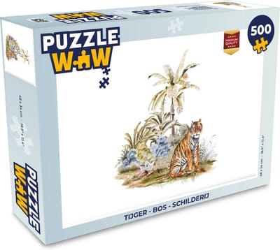 Puzzel Tijger - Bos - Schilderij - Legpuzzel - Puzzel 500 stukjes