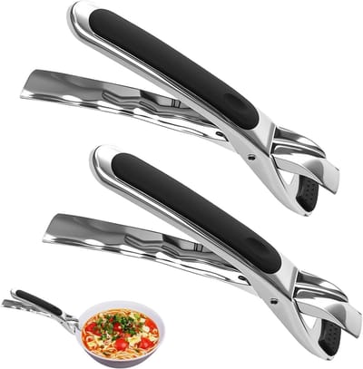 Set van 2 Keuken Tangenset voor Heet Voedsel, Antislip Handvat, Roestvrij Staal en Siliconen, Perfect voor Oven en Koken