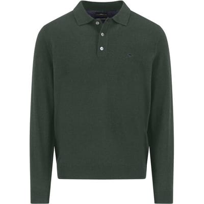 Fynch-Hatton Trui Polo Pullover Merino Cashmere Dark Ivy / male