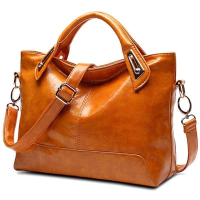 Nouveau Sac Rétro pour Femmes Sac à Main en Cuir Ciré à l'Huile Sac Bandoulière Polyvalent à Une Épaule Sac en Cuir Souple Sac Décontracté en Bandoulière pour Femmes orange