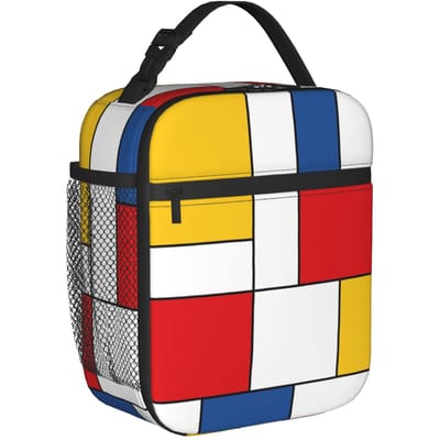 Piet Mondrian De Stijl Geïsoleerde Lunchtas voor Mannen Vrouwen Voedselcontainer Draagbare Thermische Koeler Lunchbox Voor School Kantoor Option 1