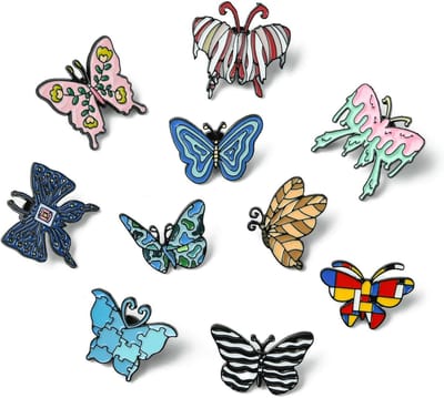 10Pcs Vlinder Emaille Pins Set Kleurrijke Dier Broches Reversspeldjes Badges Voor Kleding Tassen Rugzak Accessoires Diy Geschenken