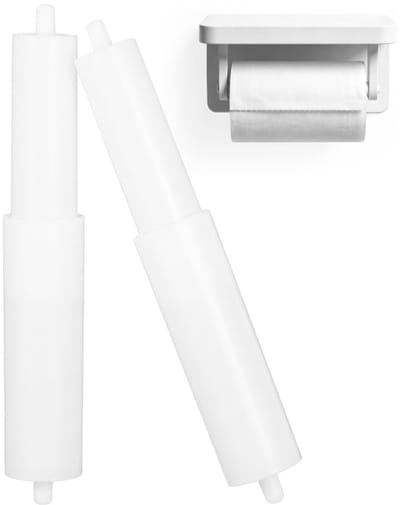 Dailygoods- Toiletpapierhouder met Veer - 2x Toiletrolhouder - Eenvoudig te Installeren - Kunststof - Wit - Voor Badkamer en Hotel
