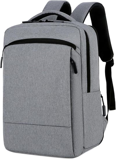 KZQ Waterdichte Oxford Laptop Rugzak Met Usb Oplaadpoort - 15.6 Inch Zakelijke Computertas Voor Werk En Reis - Lichtgewicht En Uitbreidbaar Design - Lichtgrijs