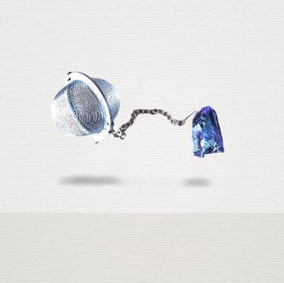 Madame Chai - Thee- ei met een natuursteen - paarse kristal - Gem stone - Paarse kristal aan een thee-ei - luxe thee-ei - thee ei losse thee - ei