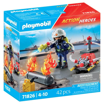 PLAYMOBIL Action Heroes Brandweerman met waterpomp 71826