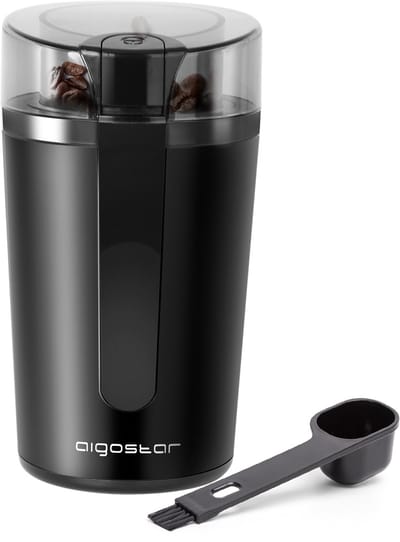 Aigostar Natural 30RRJ - Elektronische Koffiemolen - koffiemaler - Coffee Grinder - Kruidenmolen - BPA-vrij - 200W - Zwart