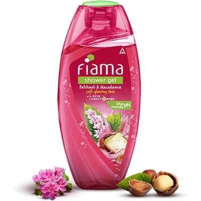 Fiama Douchegel Patchouli & Macadamia, 250ml, Douchegel voor Vrouwen & Mannen met Huidconditioners Voor Zachte, Stralende Huid, Geschikt voor Alle Ski pink