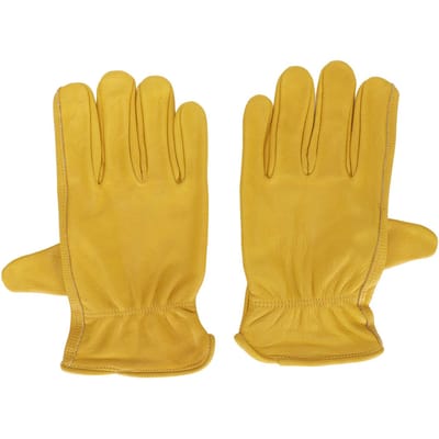 Gants de jardinage en cuir de vache Résistance à l'usure Gants en cuir pleine main pour cyclisme extérieurM M(for 4-6.5kg) yellow