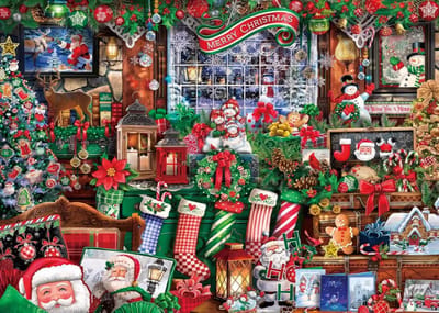 Puzzel 1000 Stukken voor Volwassenen - Groene Kerstman Thema