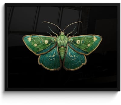Poster in lijst - Fotolijst 70x50 cm - Posters - Mot - Levendig - Groen - Posterlijst zwart - Decoratie - Wanddecoratie woonkamer - Muurdecoratie slaapkamer