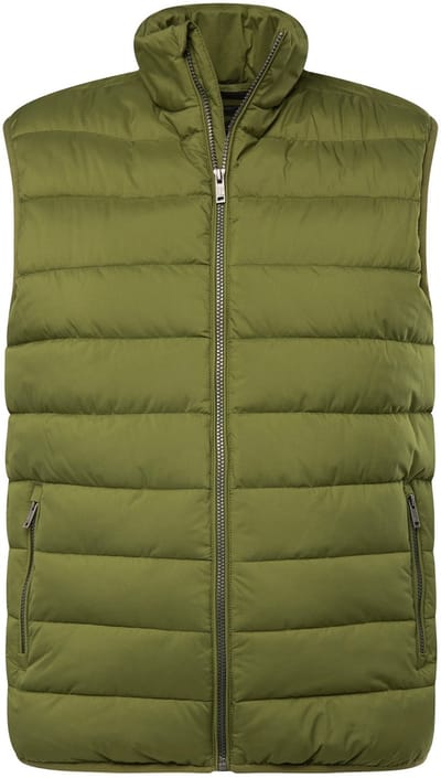 JP 1880 - Heren - Doorgestikte bodywarmer outdoor opstaande kraag rits - Khakigrønn - Maat 3XL