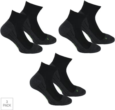 Boru Bamboo - 3-Pack - Quarter Wandelsokken XP - Bamboe - Hypoallergeen - Heren / Dames - zwart - 39-42 - 2343