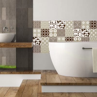 Muurstickers voor keuken en badkamer - 9 Scandinavische Baltische cementtegelstickers - 9 stickers van 10x10 cm