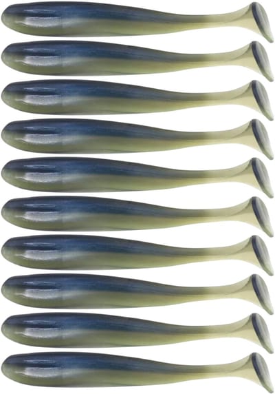 S&D | Shad Set 10 Stuks – 9cm 3.5g – Blauw / Groen – Zachte Shads met T-Staart – Kunstaas voor Roofvis