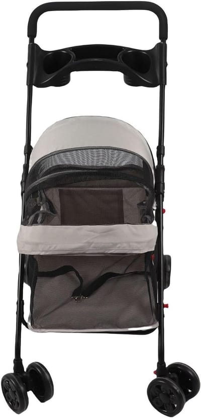 Opvouwbare Hondenwagen - Dierenbuggy Wandelwagen - Comfortabel Reizen - Ademende Mesh Stof - Tot 18 kg - Zwart
