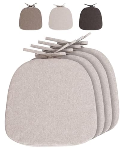 Zitkussen met Banden Halfrond - Antislip Kussen voor Stoelen - Set van 4 Mini Beige - Voor Binnen en Buiten