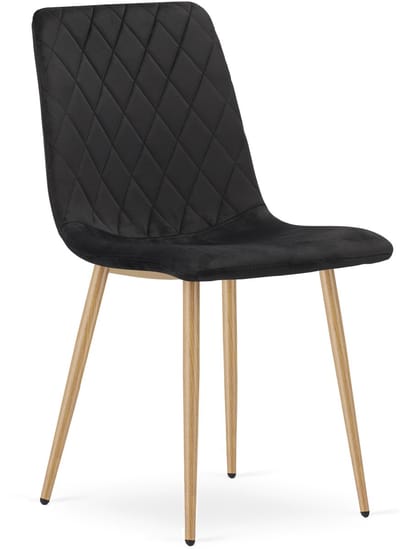 Eetkamerstoel TURIN - Zwart fluweel - Eikenlook poten - Modern design