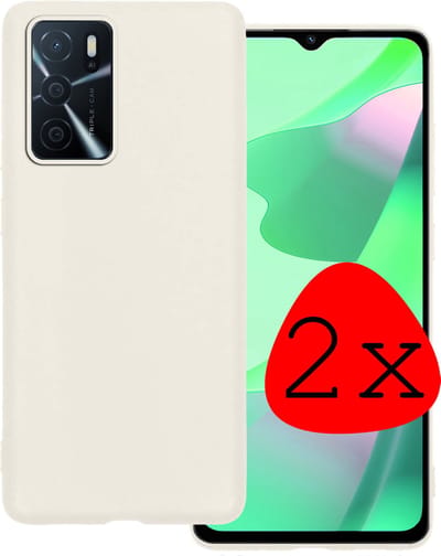 Hoesje 2 Stuks - Geschikt voor OPPO A16 - Sterk & Shockproof - Case Siliconen - Back Cover - Telefoon Hoes - Wit
