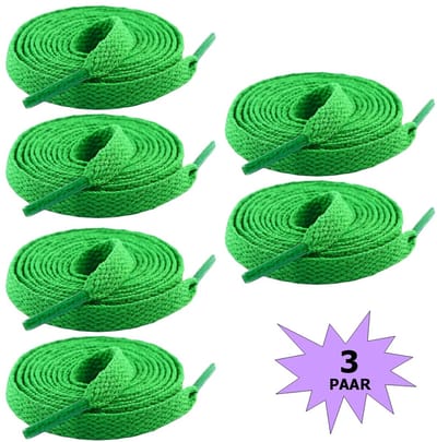 Fako Fashion - Schoenveters - Veters - Plat - 8mm - 120cm - 3 Paar - 6 Stuks - Groen