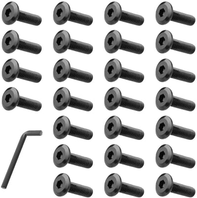 25 Stuks M6 Zwarte Hex Socket Schroeven met Inbussleutel, Roestvrijstalen Cilinderschroeven, Volledige Draad, Schroeven Set voor Meubels en Klussen