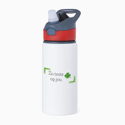 Hacebo® - Collega cadeau waterfles met rietje rood - Collega - Trots op jou cadeau - Geluk cadeau - Collega kado - Collega afscheid - Klavertje vier cadeau - Collega cadeautjes verjaardag - Leuk kado om te geven - water fles - 650ML